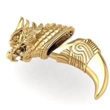 3d golden dragon tiger dente oro drago tigre il fascino fortunato ciondolo 3d print model - Mito3D