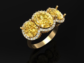 3d golden luxus frauen ring oval diamant drucken modell ringe 3dexport dame hochzeit engagement gold ovaler schmuck juwel glücklich charme 3dm schön 3d print model - Mito3D