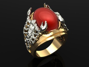 3d, dorato uomini anello di rubby formato 2 oro 3dm gioielli lusso fortunato matrimonio 3d print model - Mito3D