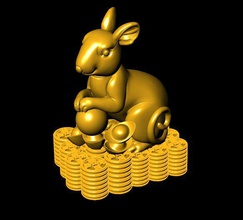 3d ratón dorado anillo colgante del encanto de la suerte decoración el joyería escultura oro lujo 3d print model - Mito3D
