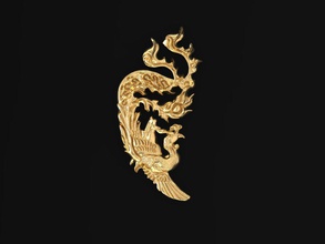 3d golden phoenix anillo colgante decoración de encanto oro el la suerte los hombres las mujeres señora brazalete pulsera lujo 3d print model - Mito3D