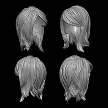3d hair 11 head woman hairstyle wig human sculpture girl art female women headwear short open realistic mesh salon body person 3d print model - Mito3D