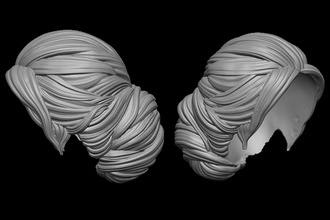 3d cabello 2 mujer peinado salón persona cuerpo malla realista bollo esculturas sombreros peluca humano Moda escultura niña Arte cabeza 3d print model - Mito3D
