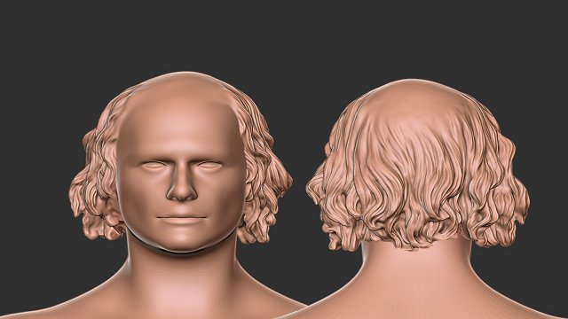 3d saç 50 adam baş vücut Sanat Cheveux erkek salon şık moda modern kesimi gerçekçi örgü eski kıdemli vatandaş 3D print model - Mito3D