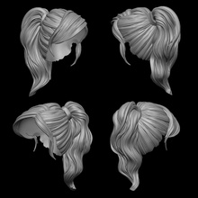 3d cheveux 5 perruque Humain mode sculpture fille art tête femme coiffure coiffeur salon beauté Coupe poilu engrener réaliste chapellerie 3d print model - Mito3D