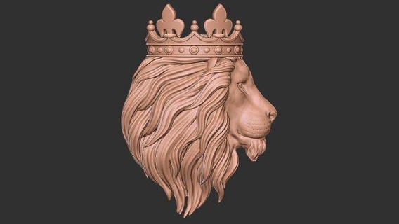 3d lion head crown pendant  pendants bas relief side lion head hair wild giant animal nature mesh africa safari king wildlife pendant jewelry crown  3d print model - Mito3D