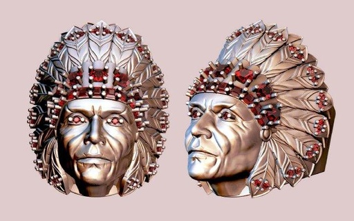 3d nativo indio anillo anillos antiguo tribal salvaje oeste aborigen America americano cabeza cazar indios joyería joya masculino hombres naturaleza ritual tribu collar mujer historia 3d print model - Mito3D