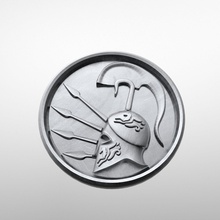3d pendentif spartiate casque drachme médaille monnaie antiquité emblème symbole Sparte grec argent guerrier lance modèle impression bijou bijoux 3d print model - Mito3D