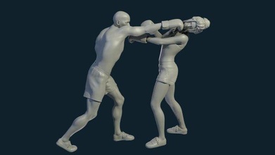 3d print boxing model in monsters & creatures 3dexport 3dprint stl men gerl emancipation sport ring 3d print model - Mito3D