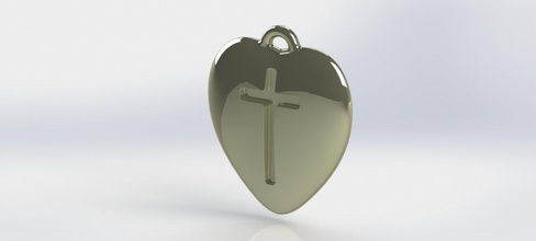 Impression 3d de coeur la croix pendentifs bijoux cœur or d'argent art 3dprint stl 3d print model - Mito3D