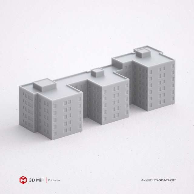 3d drucken miniatur gebäude rb sp md 007 modell architektur 3dexport druckbar haus stadt städtisch stl 3dprint 3dmodel struktur window industriell außen modular 3dasset tür straße miniaturen 3D print model - Mito3D