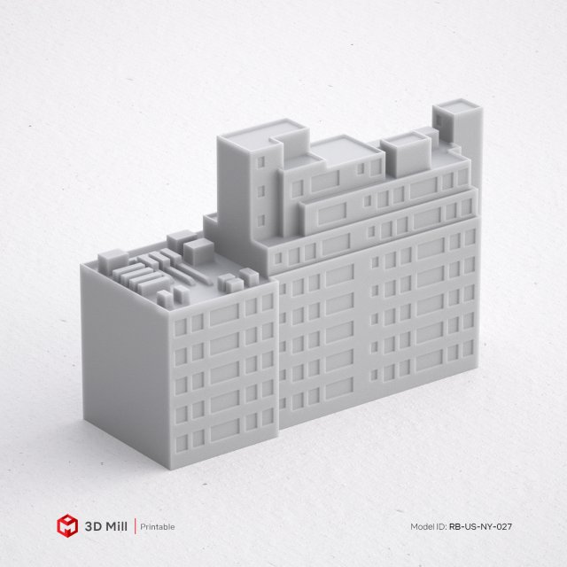 3d impresión miniatura edificio rb us ny 027 imprimible modelo arquitectura casa ciudad urbano stl 3dprint 3dmodel estructura ventana industrial exterior modular 3dasset puerta calle miniaturas 3D print model - Mito3D