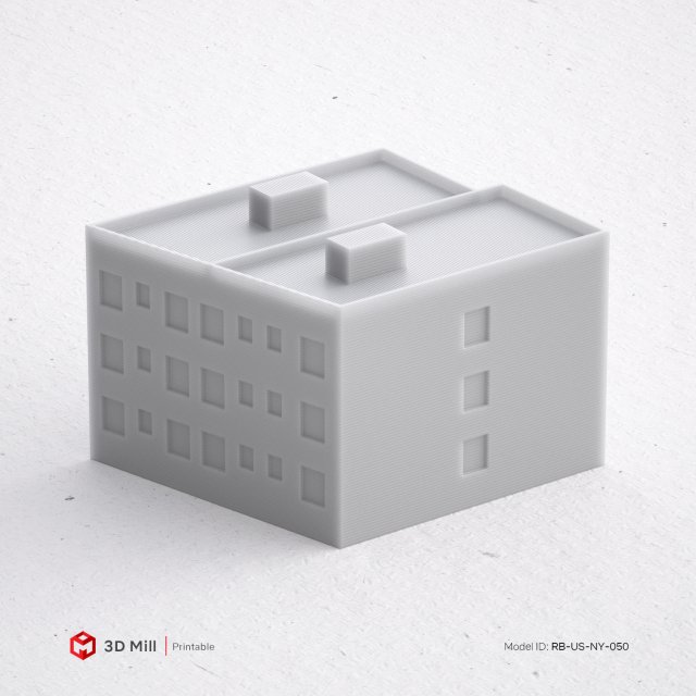 3d drucken Miniatur Gebäude rb us ny 050 druckbar Modell Architektur Haus Stadt städtisch stl 3dprint 3dmodel Struktur window industriell Außen modular 3dasset Tür Straße Miniaturen 3D print model - Mito3D