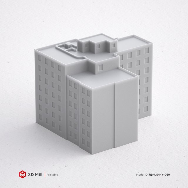 3d drucken Miniatur Gebäude rb us ny 069 druckbar Modell Architektur Haus Stadt städtisch stl 3dprint 3dmodel Struktur window industriell Außen modular 3dasset Tür Straße Miniaturen 3D print model - Mito3D