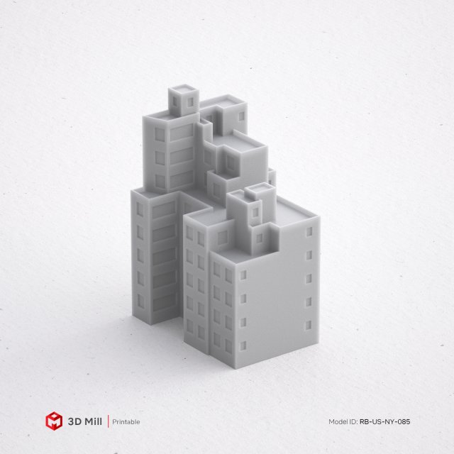 3d impresión miniatura edificio rb us ny 085 imprimible modelo arquitectura casa ciudad urbano stl 3dprint 3dmodel estructura ventana industrial exterior modular 3dasset puerta calle miniaturas 3D print model - Mito3D