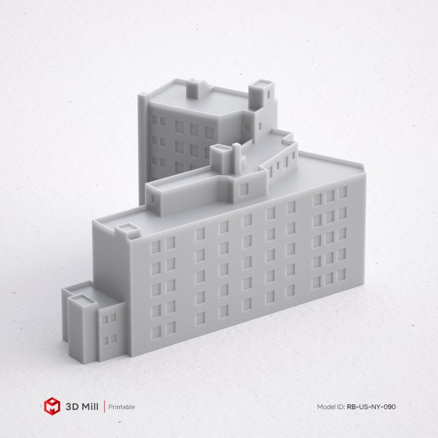 3d impresión miniatura edificio rb us ny 090 imprimible modelo arquitectura casa ciudad urbano stl 3dprint 3dmodel estructura ventana industrial exterior modular 3dasset puerta calle 3D print model - Mito3D