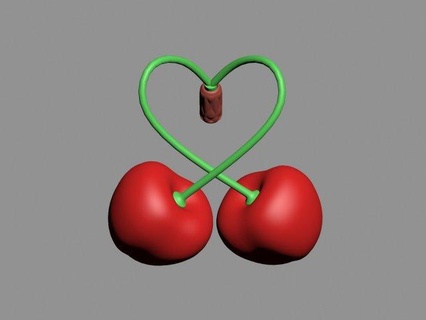 3d yazdırılabilir kirazlar kalp Aşk hediye heykelcik dekor 3dprint 3d print model - Mito3D