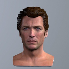 3d printable model clint eastwood dirty harry print in man 3dexport celebrity male character human people stl obj head download poly hollywood 3d print model - Mito3D