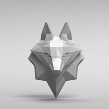 3d printable polygonal fox head model art sculpture printing print animal jackal miniatures figurines wild wolf carnivora pendant jewelry decoration emblem forest 3d print model - Mito3D
