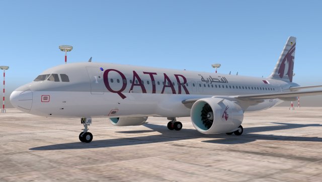 3d qatar airlines a320 neo model in commercial 3dexport air airliner airbus 320 aeroplane jet aircraft 3D print model - Mito3D