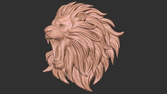 3d roar lion pendants bas relief side angry head hair wild giant animal nature dangerous mesh safari king wildlife mouth jewelry 3d print model - Mito3D