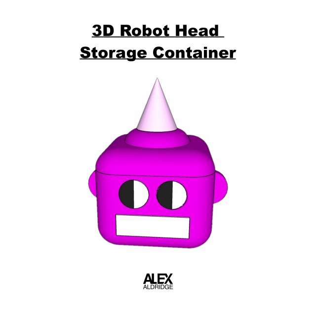 3d robot head storage container free robotic robothead storagebox box 3D print model - Mito3D