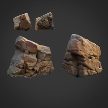 3d scanned nature stone 010 model in environment 3dexport ground cliff obj max vray v-ray color maps asset exterior element scan displace retopo collection rock 3d print model - Mito3D