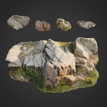 3d scanned nature stone 011 ground cliff obj max vray v-ray color maps asset exterior element scan displace retopo collection rock 3d print model - Mito3D