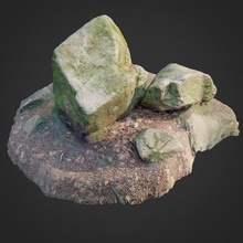 3d scanned nature stone 012 ground cliff obj max vray v-ray color maps asset exterior element scan displace retopo collection rock 3d print model - Mito3D