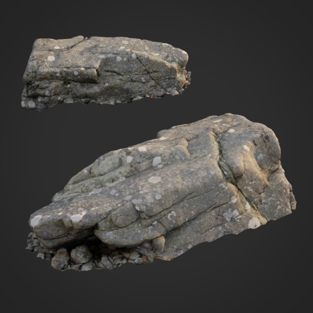 3d scanned nature stone 029 model in environment 3dexport ground cliff obj max vray v-ray asset exterior element scan displace retopo rock landscape 3D print model - Mito3D