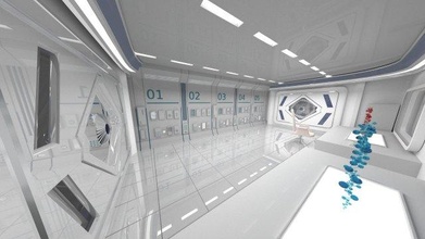 3d sci fi fly through modelo in corredor 3dexport interior animação metal plástico vidro reflexos multi material sub refração wall mirror 3d print model - Mito3D