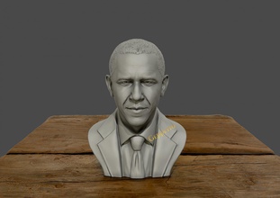 3d escultura, barack obama, la impresión modelo de art el busto cabeza humanos obama escultura las esculturas estatua 3d print model - Mito3D