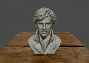 3d escultura of benedict cumberbatch impressão modelo in 3dexport fracasso estatuetas cabeça humano miniaturas sherlock estátua 3d print model - Mito3D