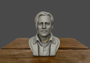 3d sculpture of johnny depp printable model print in 3dexport figurines head human miniatures statue 3d print model - Mito3D