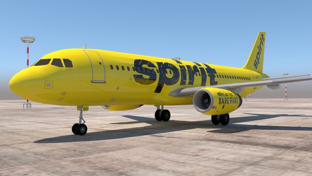 3d spirit airlines a320 model in commercial 3dexport airbus 320 airliner jet aeroplane plane aircraft 3D print model - Mito3D