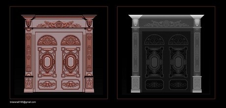 3d stl models cnc router - door print model architecture travel outdoors sculpture museum carved classic decorative relief architectural barocco decor wood house 3d print model - Mito3D