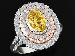 3d ouro branco duplo halo anel de diamante whitegold casal platina o engajamento casamento adorável sorte mulheres senhora 3d print model - Mito3D