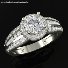 3d white gold halo ring diamond whitegold 3dm platinum wedding engagement lovely ladies 3d print model - Mito3D