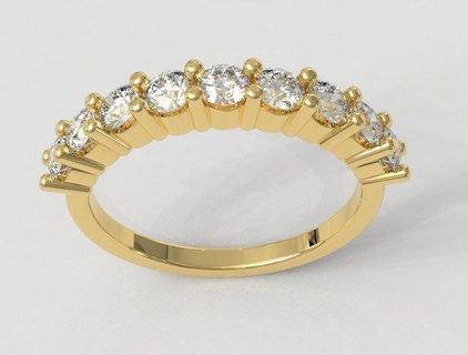 3mm Hälfte Hochzeit Band Ringe Ring Gold Schmuck paulorani klassisch Bands Engagement Braut Diamant half band engagement ring wedding diamond classic jewelry 3d print model - Mito3D