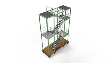 4 storey stahl konstruktion 3d modell teile 3dexport geländer gitter schritt plattform treppe industrie design projekt 3d print model - Mito3D