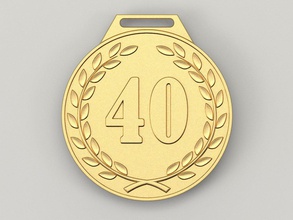 40 years anniversary medal cnc 3d-print stl award gold birthday celebration gift badge fortieth 40th 3d print model - Mito3D