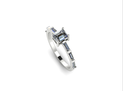 44 femelle bague anneaux solitaire sterling imprimable diamant platine brillant mariage engagement bijou bijoux argent délicat lumière or blanc 3d print model - Mito3D