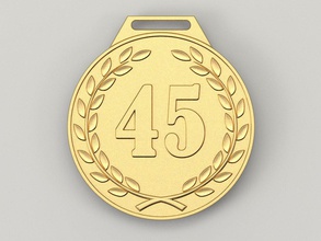 45 anni, anniversario medaglia cnc 3d-stampa stl la premio oro di compleanno celebrazione regalo badge quaranta-quinto 3d print model - Mito3D