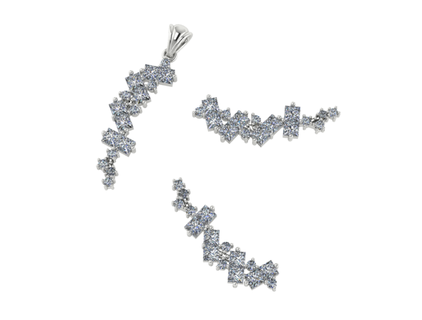 46 conjunto colgante pendiente pendientes anillos solitario libra esterlina imprimible diamante anillo platino brillante Boda compromiso joya joyería plata delicado ligero oro blanco 3d print model - Mito3D