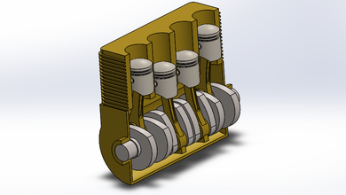 4 cilindro motore 3d stampato modello stampa in ingegneria 3dexport pistone connecting rod albero maiuscolo minuscolo 3d print model - Mito3D