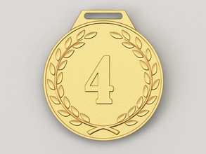 4 anni medaglia la anniversario cnc 3d-stampa stl premio oro di compleanno celebrazione regalo badge obj quattro quaternione 3d print model - Mito3D