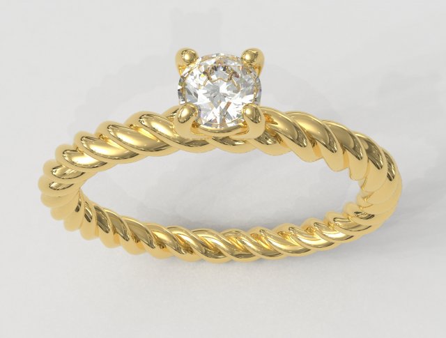 4mm nişan yüzük İp doku yüzükler gold ring jewelry rings takı altın paulorani 39 ye modaya uygun moda klasik modern gümüş engagement rope diamond solitaire wedding 3D print model - Mito3D