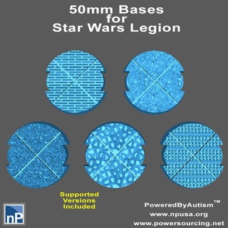 50mm notched round bases miniatures - pack 2 free game accessories star wars legion base rebel empire tabletop wargame 3d print model - Mito3D