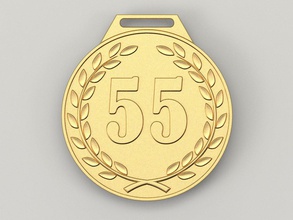 55 anni, anniversario medaglia la cnc 3d-stampa stl premio oro di compleanno celebrazione regalo badge cinquantacinquesimo 3d print model - Mito3D