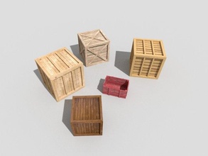 5 poly bois caisses pack libre 3d modèle in décoration 3dexport caisse boîte télé entrepôt objet palette récipient dessin animé jeu outil meubles maison bâtiment rpg aliments 3d print model - Mito3D